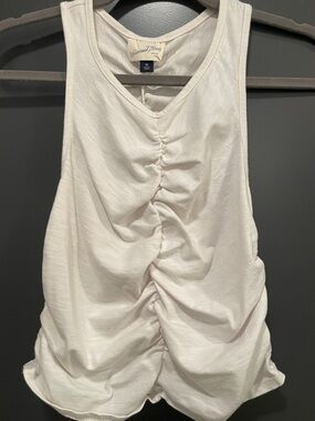 Universal Thread White Ruched Front Cotton Tank Top